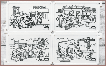 COLOUR ME MATS Emergency & Construction Vehicles (Colouring Mat Bundle)