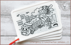 COLOUR ME MATS Emergency & Construction Vehicles (Colouring Mat Bundle)