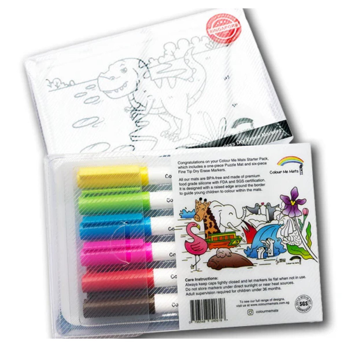 COLOUR ME MATS  Puzzle Mat Starter Pack w/ 6pc Markers (Single Pack)(Assorted Designs)