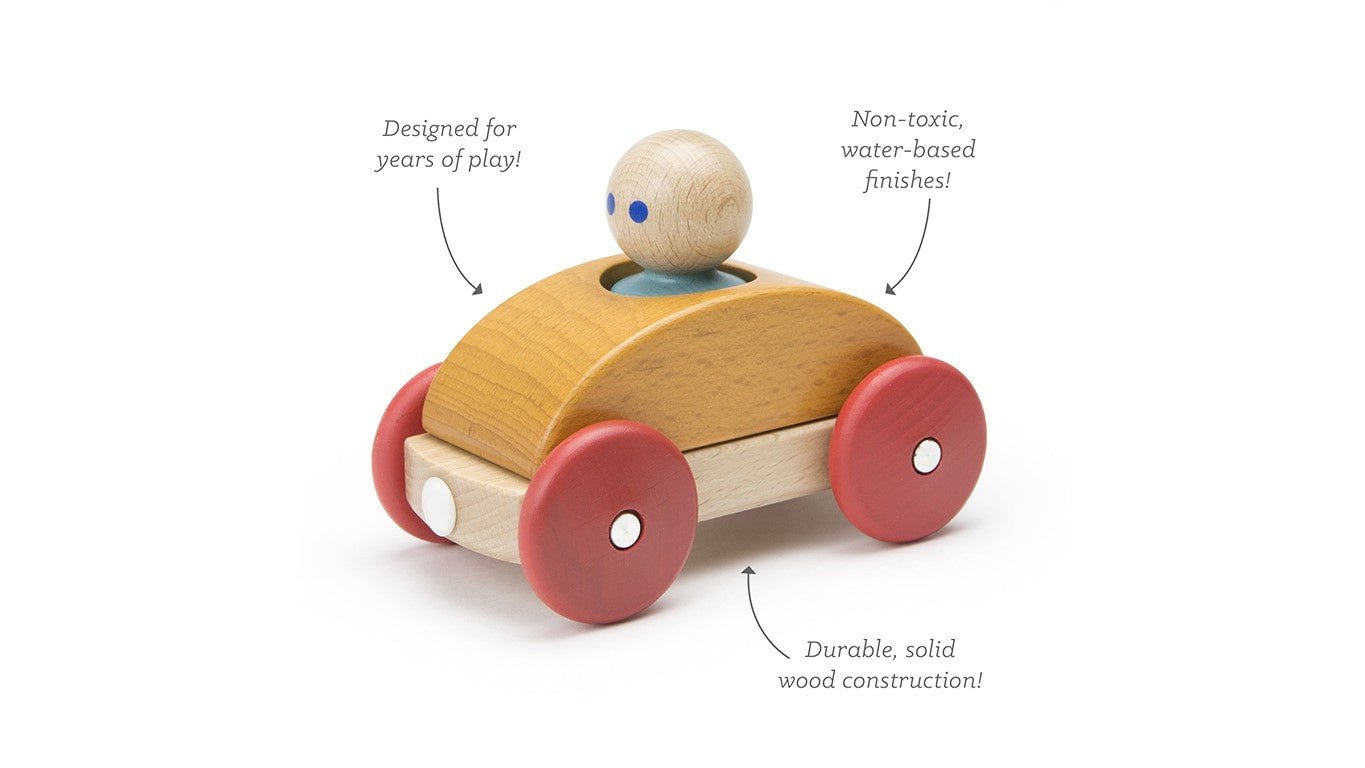 TEGU Magnetic Racer Building Blocks (3 Piece), Orange
